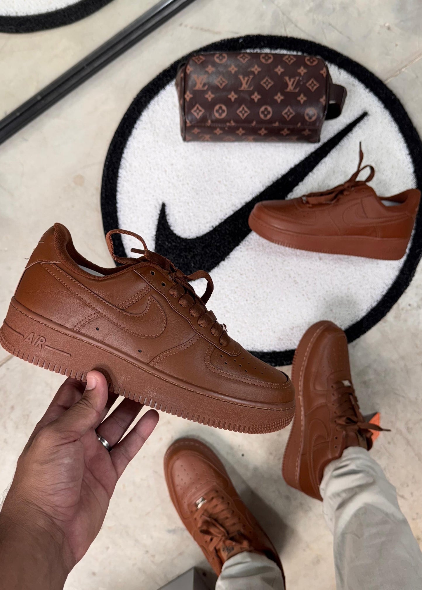 Tênis Air Force Luxo Cacau – Design premium com acabamento rico em detalhes